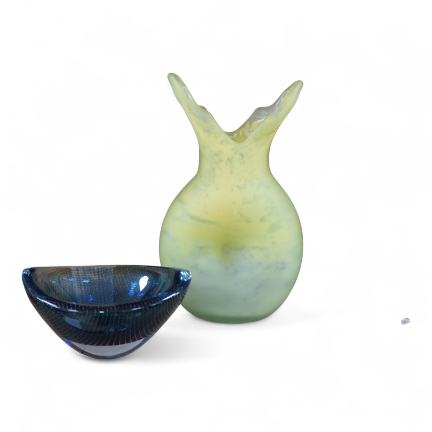 Sven Palmqvist Orrefors kraka bowl and Murano art stem vase, largest 26cm high
